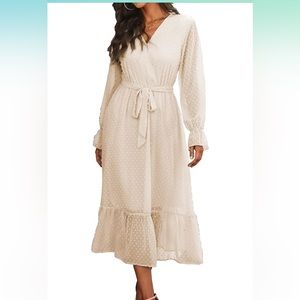 Cream Swiss dot dress